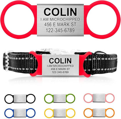 Personalized Dog Name Tag - Slide On Cat ID - Custom Collar Tags for Small, Medium, Large Dogs & Cats - Silent Customized Puppy Identification