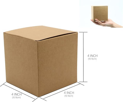 25 Pcs Brown Paper Gift Boxes, Small Candy Boxes Bulk, 4x4x4 inch Gift Box with Lids, Goodie Treat Boxes for Party Favors, Birthday Gifts, Wedding Gifts