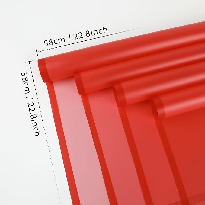 NESCCI 20 Sheet Flower Wrapping Paper - Waterproof Floral Bouquet Wrapping Paper, Florist Supplies Packaging Paper for Wedding Birthday Gift DIY (Translucent Red)