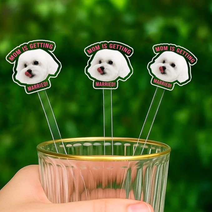 Custom 50 Pcs Double-Sided Wedding Pet Stir Sticks, Personalized Dog Cat Stir Stick, Acrylic Cocktail Stirrers, Wedding Drink Stirrers, Bachelorette Gifts, Bridal Shower Decorations