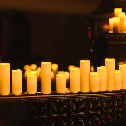 Set of 96 Flameless Led Battery Opeated (D2.2'' x H4''5''6'') Waterproof Outdoor Indoor Candles with 10-Key Remotes and Cycling 24 Hours Timer