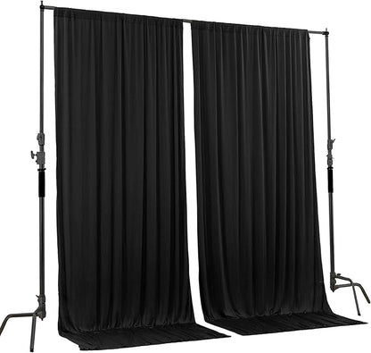 AK TRADING CO. 10 feet x 10 feet IFR Polyester Backdrop Drapes Curtains Panels with Rod Pockets - Wedding Ceremony Party Home Window Decorations - Black (Pack of 12)