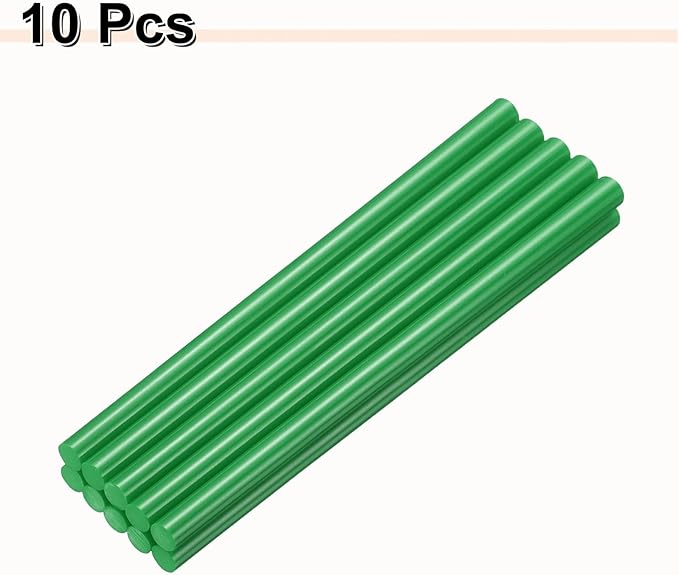 HARFINGTON 10pcs Hot Glue Sticks 0.43" Dia x 9.84" Long EVA Mini Hot Melt Adhesive Glue Stick for Hot Melt Gun Wood Plastic Glass Flowers Fabrics Foam, Deep Green