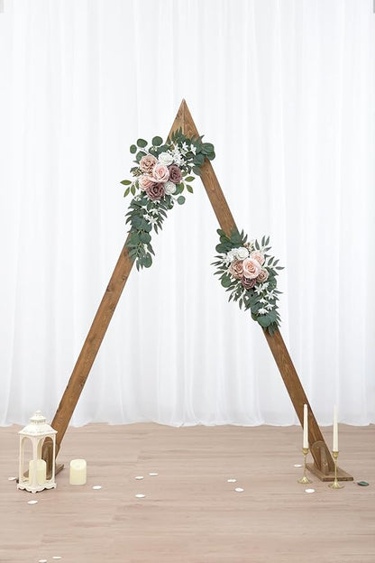 Artificial Dusty Rose Flowers Swag Set of 2 for Wedding Welcome Signs Floral Decorations, Wedding Arch Flowers for Wedding Ceremony