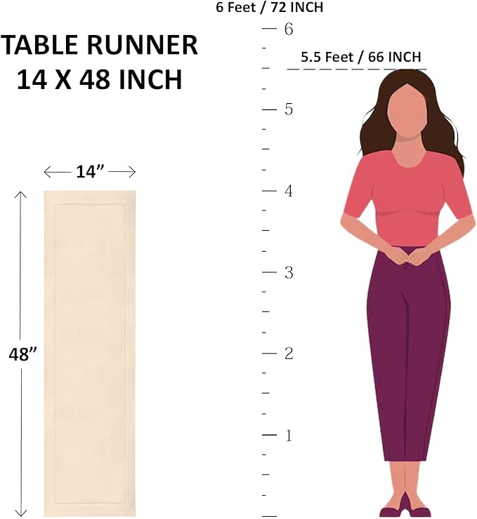Solino Home Cotton Linen Table Runner 48 Inches - Poppy Red Hemstitch Table Runner 14 x 48 Inch Ideal for Dresser and Coffee Tables - Halloween
