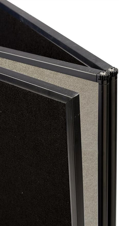 3-Panel Tabletop Display Board, 54 x 30 - Black and Gray Hook & Loop-Receptive Fabric, for Exhibitions and Trade Shows