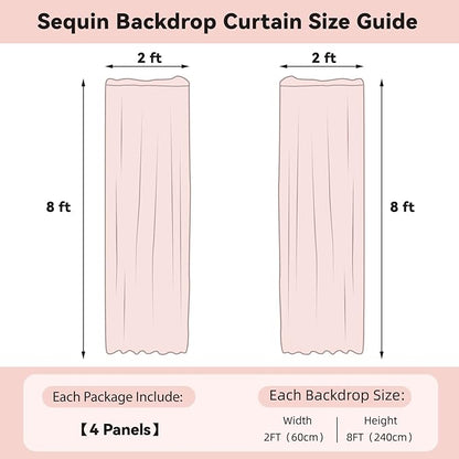 Sugargirl Halloween Black Sequin Backdrop Curtain 4 Panels 2FTx8FT Glitter Black Background Drapes Sparkle Photography Backdrop for Party Wedding Birthday Wall Decoration