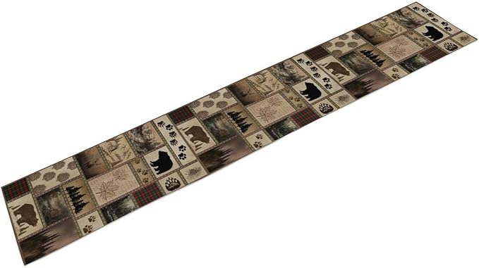 Retro Rusticd Cabin Table Runner Bear Country Farmhouse Vintage Lodge Table Runner for Party Dinner Festival Bedroom Living Room Kitchen 13x36 Inch