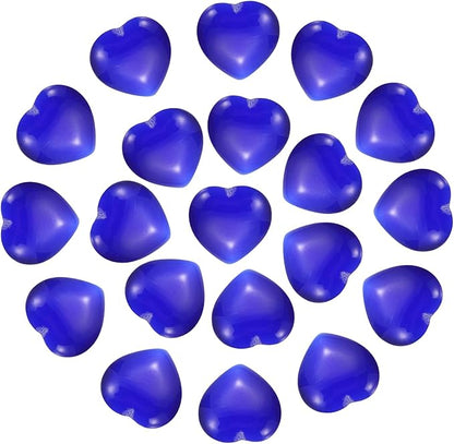 PATIKIL 20 Pcs Natural Heart Shaped Crystal Stone, 0.6 Inch Mini Polished Love Gemstone Crystal, Pocket Rock Engraved Worry Stones for Women Gifts Meditation, Dark Blue Cats Eye