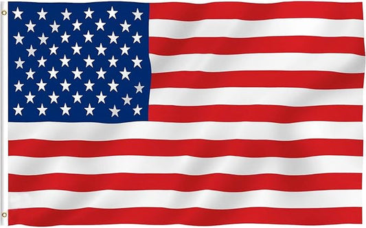 1 Piece 3x5 Foot American Flag | US Flag Vivid Color and UV Fade Resistant - Canvas Header and Double Stitched | Lightweight Duty Outdoor Polyester US Flags with Brass Grommets (3 x 5 Ft)