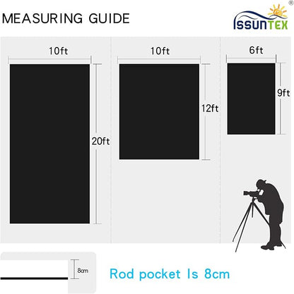 ISSUNTEX 6X9 ft Background Muslin Backdrop, Photo Studio, Collapsible High Density Screen for Video Photography and Television-Black