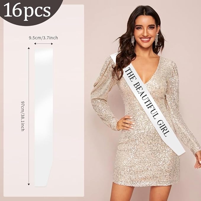Blank Sash 16 PCS Sashes DIY Satin Sash Chair Sashes Scout Sash President Sash Senior Sash Scout Sash Wedding Party Sash