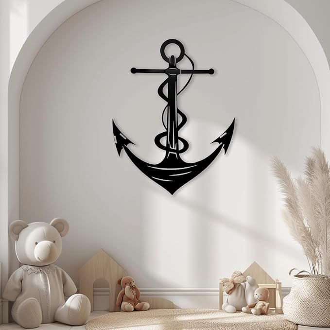 XXQ Anchor Metal Wall Decor, Anchor Metal Wall Art for Bedroom Living Room Dorm Antique Anchor Wall Decor Antique Metal Anchor Farmhouse Decor (Whhite, 28" x 41" / 70 x 105cm)