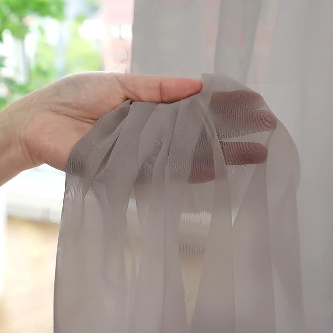 Window Light Grey Sheer Curtains 60 Inches Width 72 Inches Long 2 Panels Sheer Curtains Clear Curtains Basic Rod Pocket Panel for Home Living Room Bedroom Kids Room Yard Patio Parlor Sliding