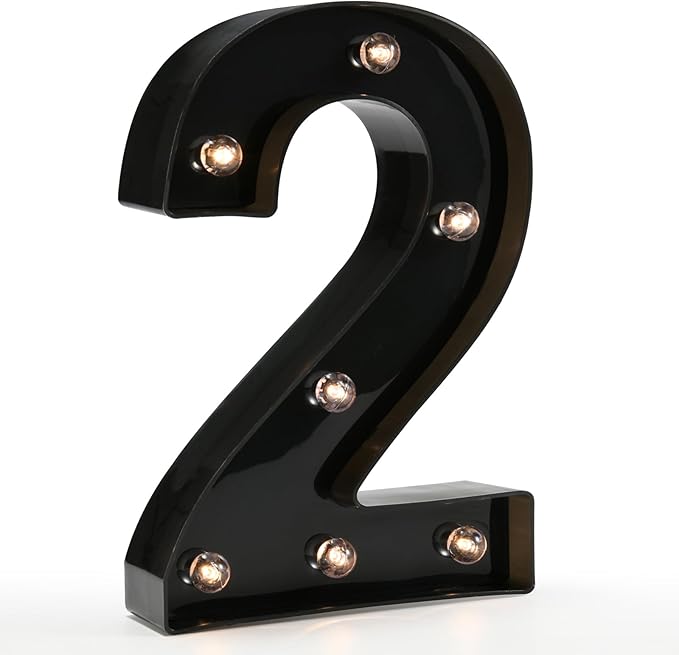 Light Up Black Alphabet Marquee Number Sign LED Marquee Number Lights Sign for Night Light Home Bar Christmas Lamp Birthday Party Wedding Decoration 2