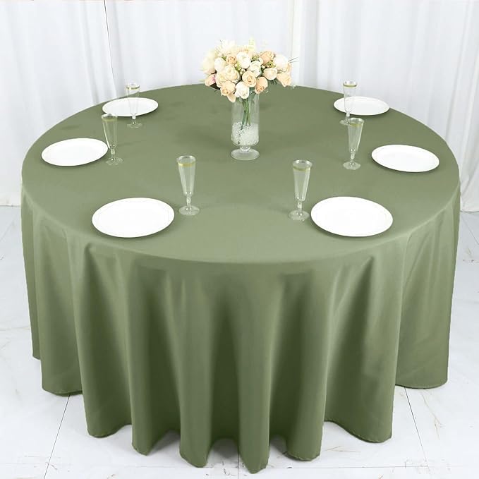Efavormart Round Tablecloth, 120 Inch Stain & Wrinkle Resistant Washable Table Cloth, Decorative Polyester Fabric Table Cover for Banquet, Wedding, Dining - Eucalyptus Sage Green