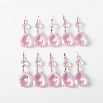 10pcs Crystal Prisms Chandelier Pink Ornament Pendants Rainbow Maker 38mm Drop Prism Hanging Prisms for Wedding Party Chrismtmas Decoration DIY Jewelry