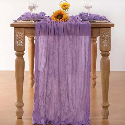 Lavender Purple Cheesecloth Table Runner 10 Pack Fall Table Runners Boho Gauze 120 Inches Cheese Cloth Fall Table Decorations for Thanksgiving Wedding Bridal Baby Shower Birthday Garden Party
