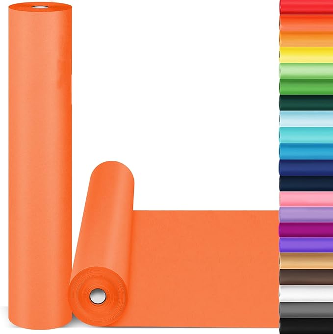 Orange Halloween Wrapping Paper, 15"x900" (75FT) Art Craft Kraft Poster Construction Bulletin Board Decorative Paper Roll, Perfect for Christmas, Eid, Anniversary, Wedding, Birthday 80GSM 55LB