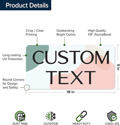 Custom Sign, Custom Street Sign, 11 Font Colors, 13 Font Styles, 4 Hole Options, 22 Sizes, 9x18 Inches, Rust Free DiBound, Fade Resistant, Made in USA by My Sign Center (Minimalist)