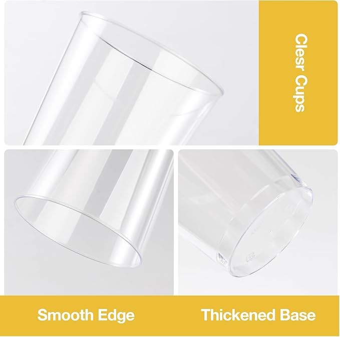 Goodluck 100PCS 10oz Clear Plastic Cups for Party, Disposable Clear Plastic Cups, Cocktail Glasses for Wedding Thanksgiving, Christmas, and Parties