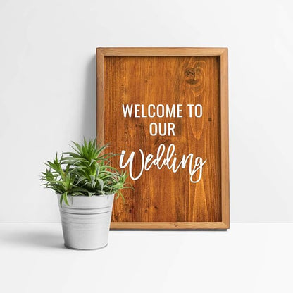 Andaz Press Extra Large Wedding Easel Board Party Sign, 12x18-inch, Rustic Barn Wood, Welcome to Our Wedding, 1-Pack