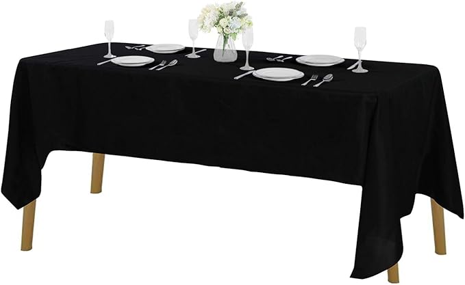 Rectangle Tablecloth 60x120 inch Washable Polyester Fabric Table Cloth for Wedding Party Dining Banquet Decoration（12 Pack 60x120, Black）