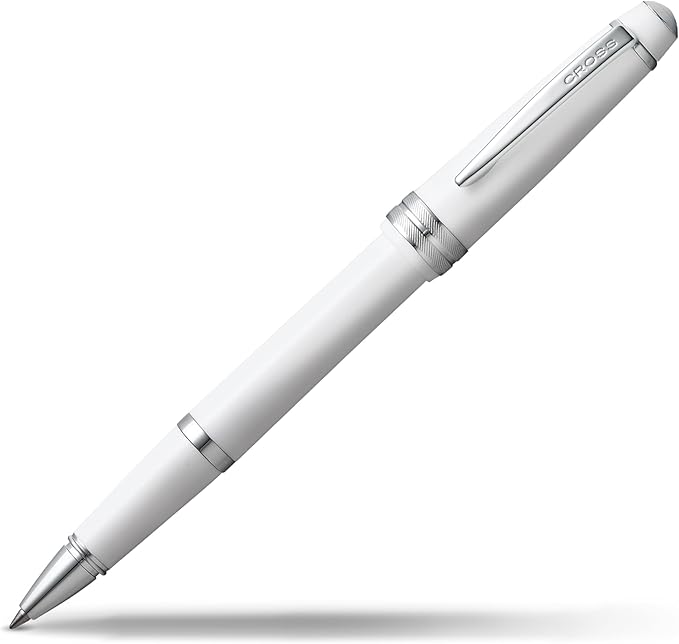 Cross Bailey Light Refillable Rollerball Pen Presented in a Everyday Gift Box - Medium Point, Black Ink, Polished White