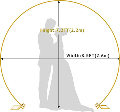 Wokceer Wedding Arch 8.5FT Round Backdrop Stand Gold Metal Circle Balloon Arch Frame Stand for Wedding Ceremony Birthday Party Bridal Shower Anniversary Candy Tables Decoration
