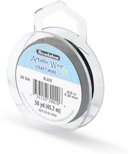 Artistic Wire, 30 Gauge Tarnish Resistant Colored Copper Craft Wire, Black, 50 yd