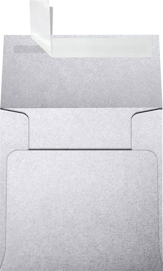 LUXPaper Square Invitation Envelopes | Peel & Press | 4" x 4" | Silver Metallic | 80lb. Text | 50 Qty