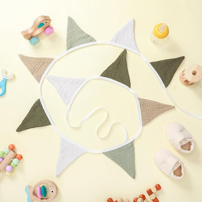 Oudain 15.5 ft Pennant Banner Flags, 2 Pcs Nursery Garland Triangle Bunting Flag Baby Banner for Nursery Decor Baby Birthday Boho Wedding Shower Party Event, Each 7.75 ft(Deep Color)