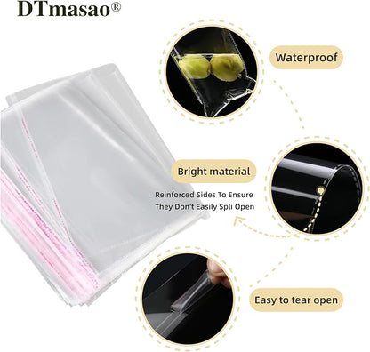 5x7 Inches 200 Pcs Self Sealing Cellophane Bags Clear Cookie Bags Resealable Cellophane Self Adhesive for Packaging Gifts Cookies,Favors, Products for Packaging 200 Pieces 5"x7"