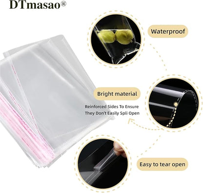 5x7 Inches 100 Pcs Self Sealing Cellophane Bags Clear Cookie Bags Resealable Cellophane Self Adhesive for Packaging Gifts,Cookies,Favors, Products for Packaging 100 Pieces 5"x7"