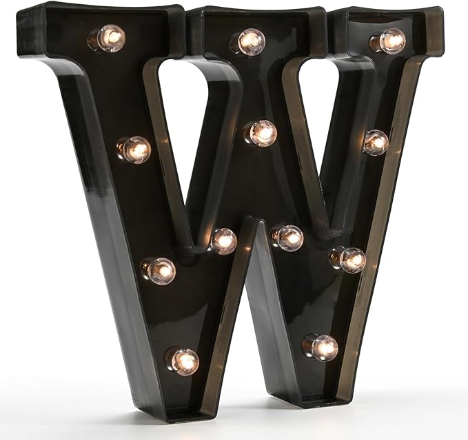 Light Up Black Alphabet Marquee Letters Sign LED Marquee Number Lights Sign for Night Light Home Bar Christmas Lamp Birthday Party Wedding Decoration W