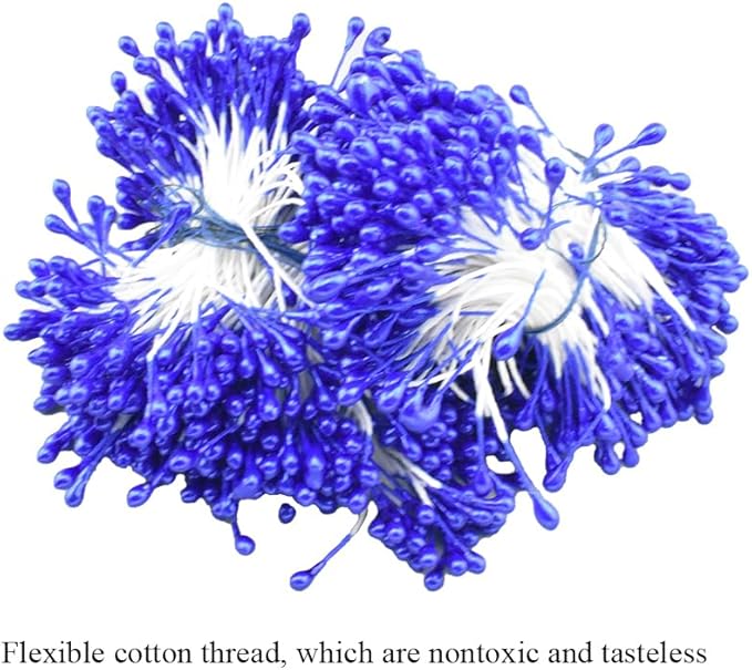 HAHIYO 700Pcs 3mm Royal Blue Pearl Double Head Flower Stamen Pistil - Handmade Artificial Pearlized Floral Pollen for Making, Scrapbook Decoration