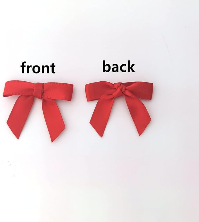 50pcs 1-1/2" Mini Red Satin Ribbon Bows for Christmas Decoration Gift Packing (Red)