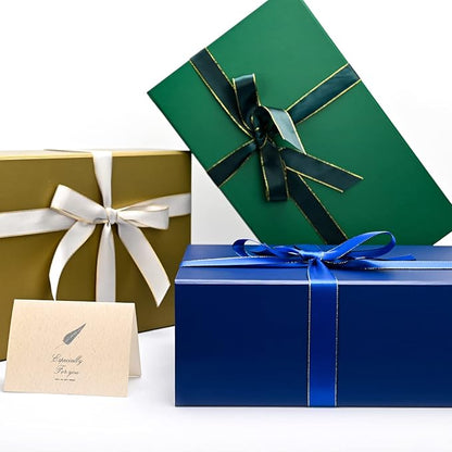 LIFELUM Gift Boxes 5 Pack 13.85 x 8.35 x 4.45 inch, Large Gift Box for Presents with Ribbon,Card,Shredded Paper Filler