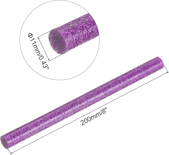 uxcell 20pcs Hot Glue Sticks for Glue Gun 11mm/0.43-inch x 8-inch Mini Hot Melt Adhesive Glue Stick Glitter Purple