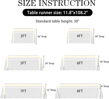 SHEJIZE 20 Pack White Satin Table Runner 12x108 Inches Long, Bright Silky Smooth Satin Table Runner Table Decor for Wedding Banquet Christmas Prom Event Birthday Party