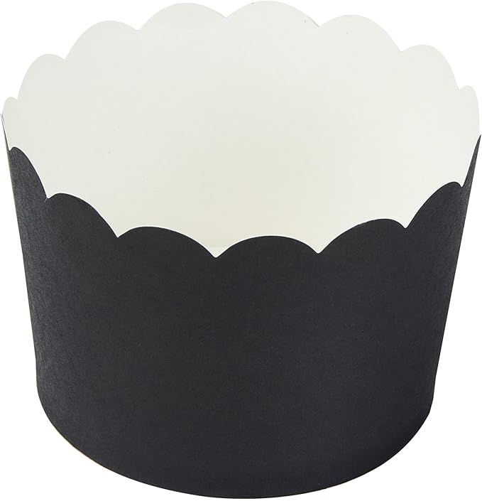 Panificio 10 Ounce Cupcake Wrappers, 200 Scalloped Baking Cups - Oven-Ready, Greaseproof, Black Paper Cupcake Liners, Disposable, For Birthdays, Baby Showers, Or Weddings - Restaurantware