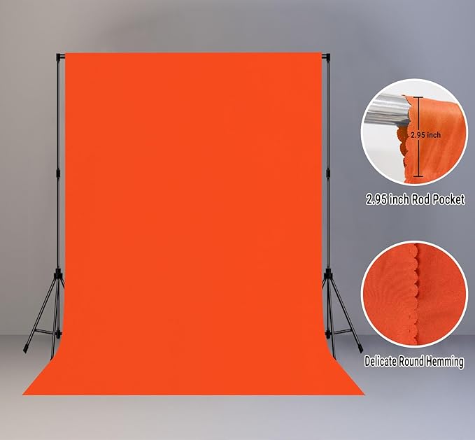 5x7FT Orange Screen Backdrop for Photography Solid Color Photoshoot Background High Density Portrait Screen Studio Art Props