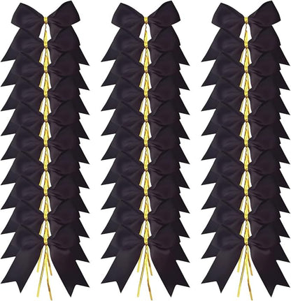 50pcs 3-1/2" Black Satin Ribbon Bows with Twist Ties Fish Tail Cutting Satin Bows(Black)