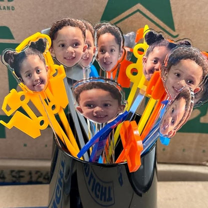50 Pcs Personalized 50th to 90th Birthday Face Photo Drink Stirrers, 60th 70th 80th Birthday Party Decorations, Custom Face Cutout Stir Sticks, Decor for Retirement, Graduation Parties