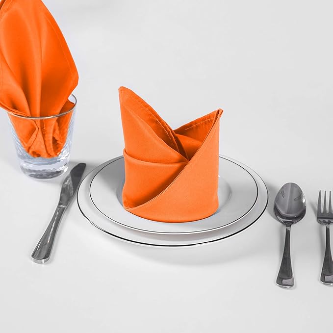 Cupuamon Cloth Napkins 20x20 inch Washable Polyester Dinner Napkins Soft Table Napkins for Wedding Party Dining Banquet(Orange,25PCS)