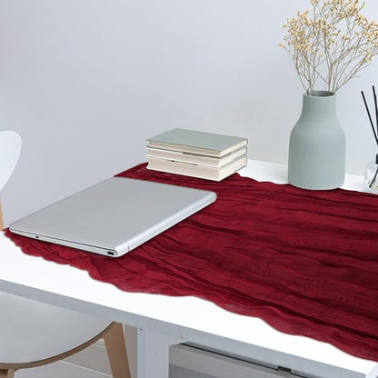 2 Pack Cheesecloth Table Runner 10Ft Christmas Gauze Boho Table Runners for Wedding Decor Bridal Shower Decorations Baby Shower Party(35" x 120")