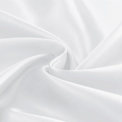 KKJIAF 1 Pack 60 Inch / 5ft Round Table Cloth, White Overlay Round Satin Table Cover, Silky Satin Dining Tablecloths for Wedding Buffet Parties Banquet Decoration