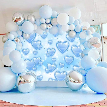 Sensfun 8x6ft Light Blue Heart Backdrop Early 2000s Party Decorations Old School Backdrops Valentines Day 90s Hearts Y2K Birthday Party Banner Newborn Photography Background Selfile Photo Booth Props