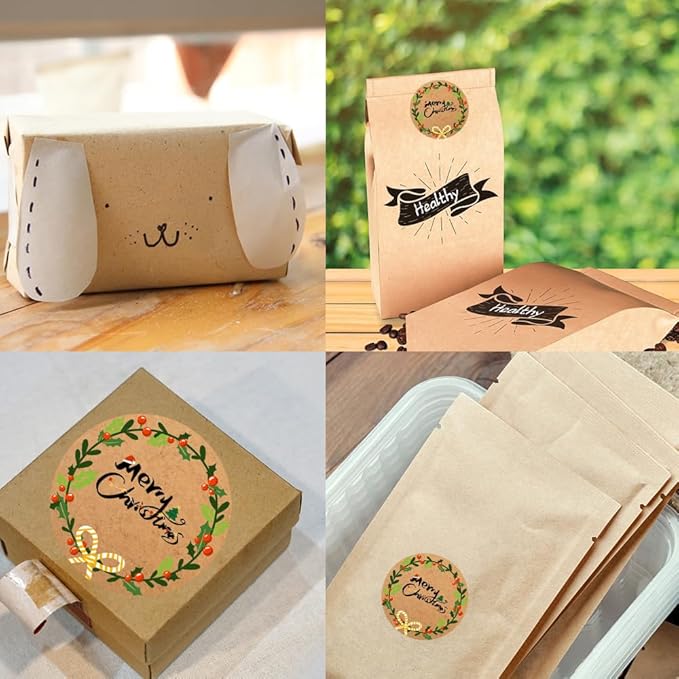 100-1000pcs Custom Stickers Merry Christmas Stickers Personalized Labels Adhesive Xmas Decorative Envelope Seals Stickers for Cards Gift Boxes(VSquare-4)