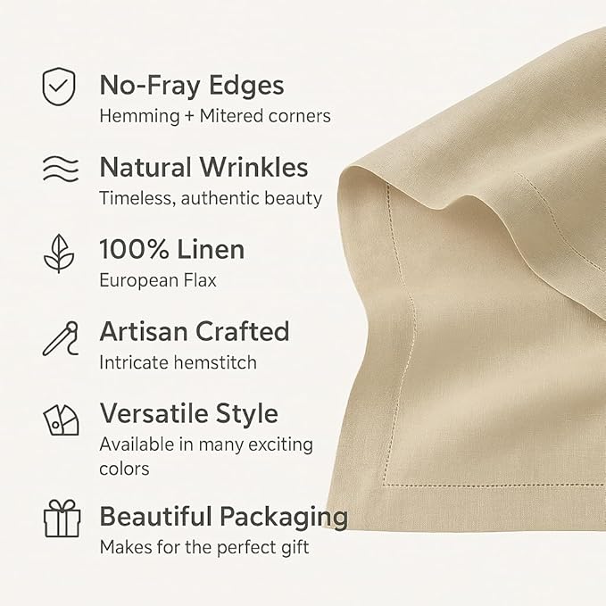 Off White Table Runner 72 inches Long – 100% Pure Linen Hemstitch 14 x 72 Inch Table Runner for Dining, Spring, Summer, Wedding Decorations, Gift – Azure
